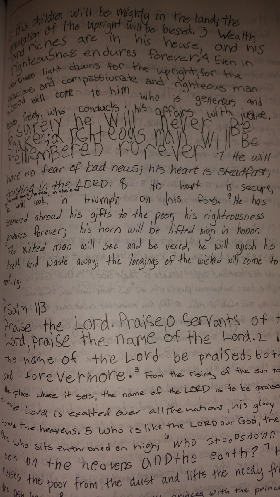 Example page from published handwritten Bible Across America