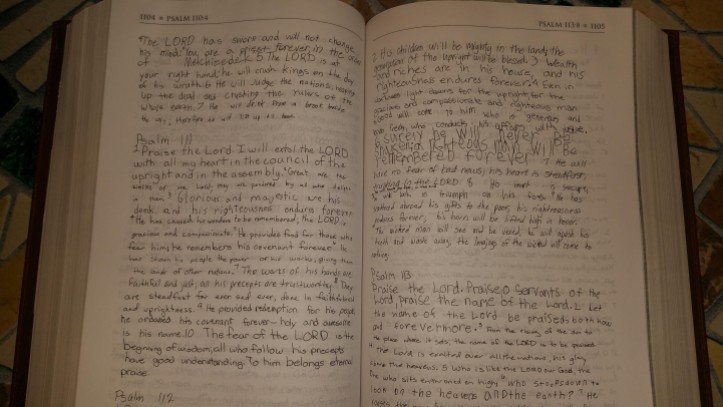 Example pages from the published handwritten Bible Across America