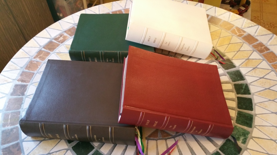 Each volume is bound with a different color leather binding. Only one copy. Four completed, two left to finish (you can write a chapter if you'd like)